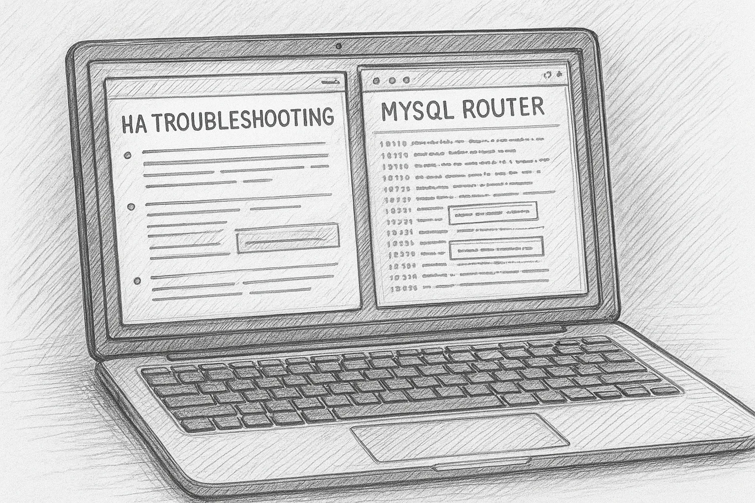 Dashboard displaying MySQL Router logs with highlighted errors for high availability troubleshooting.