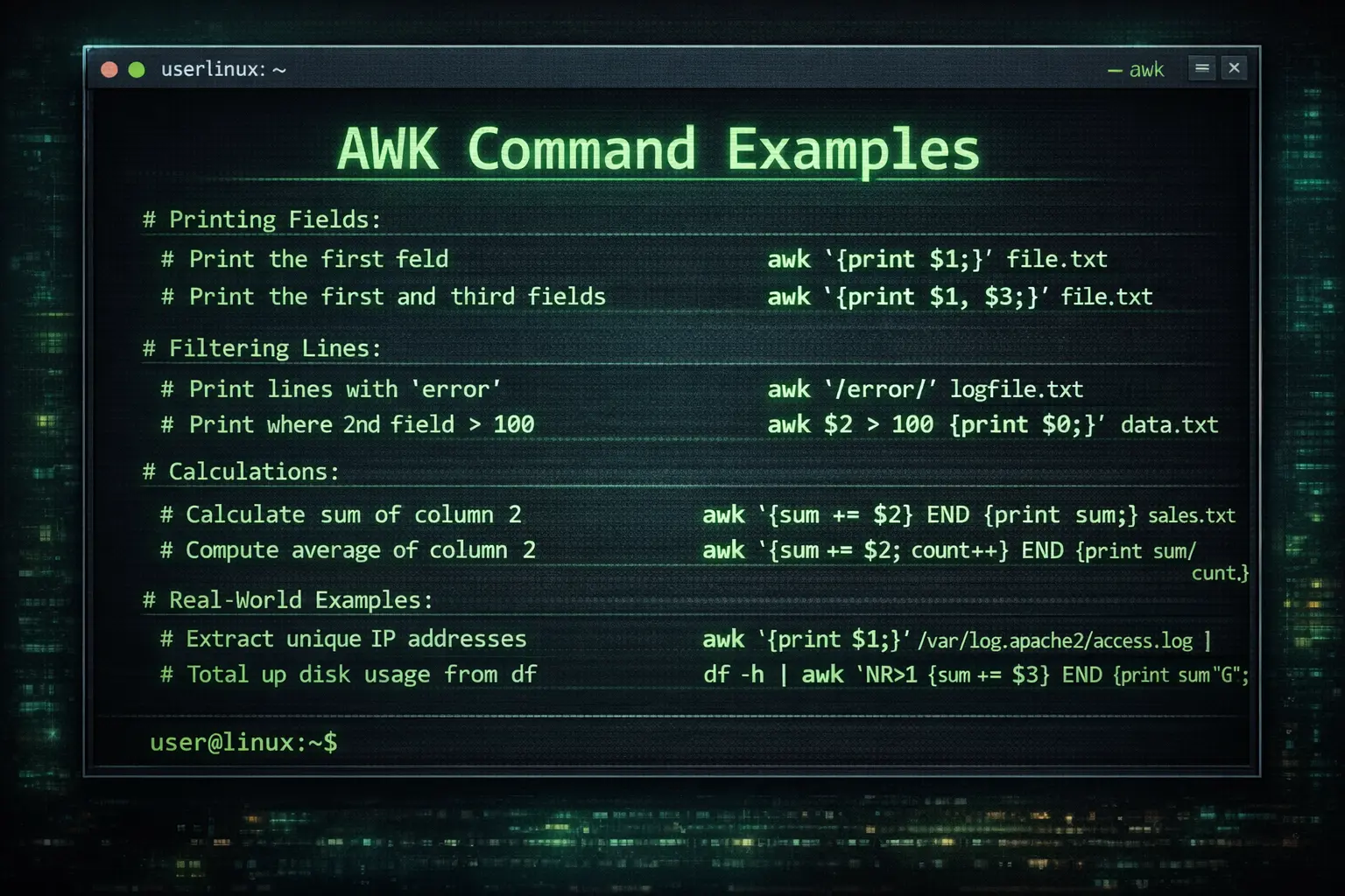 Mastering AWK — Practical Examples for Text Processing in Linux