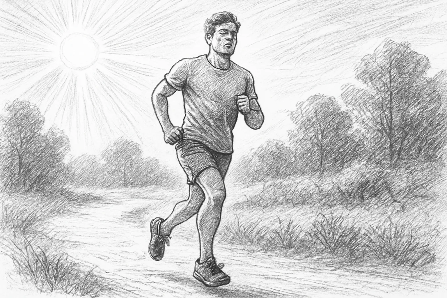 Person confidently stretching outdoors during morning exercise