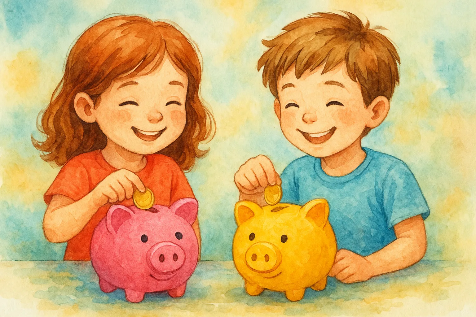 Child-friendly illustration showing debit and credit concepts