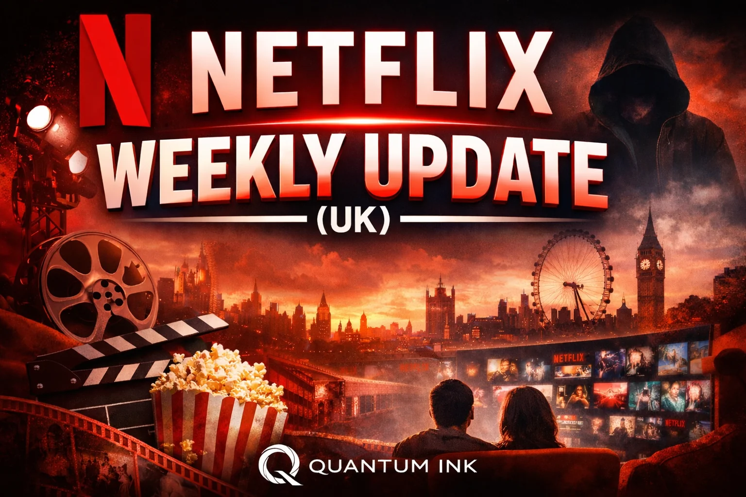 Netflix Weekly Update (UK) featured image showing a cinematic London skyline and streaming visuals