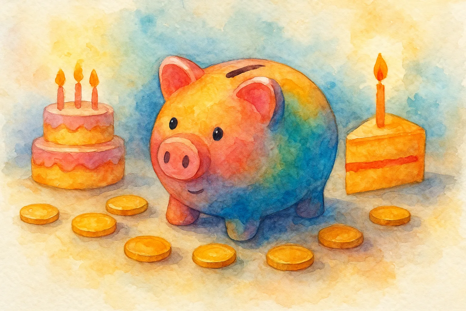 Child calculating money for birthday and holiday events