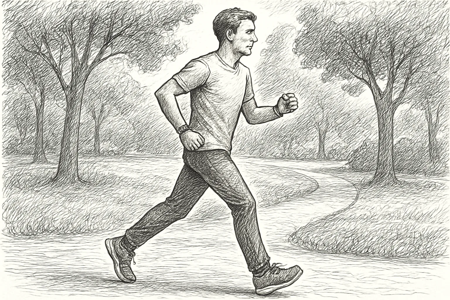 Person walking outdoors to increase daily step count healthily