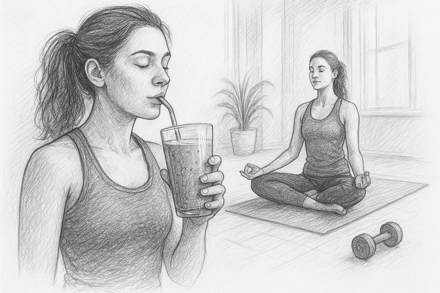 Woman balancing fitness and healthy lifestyle choices
