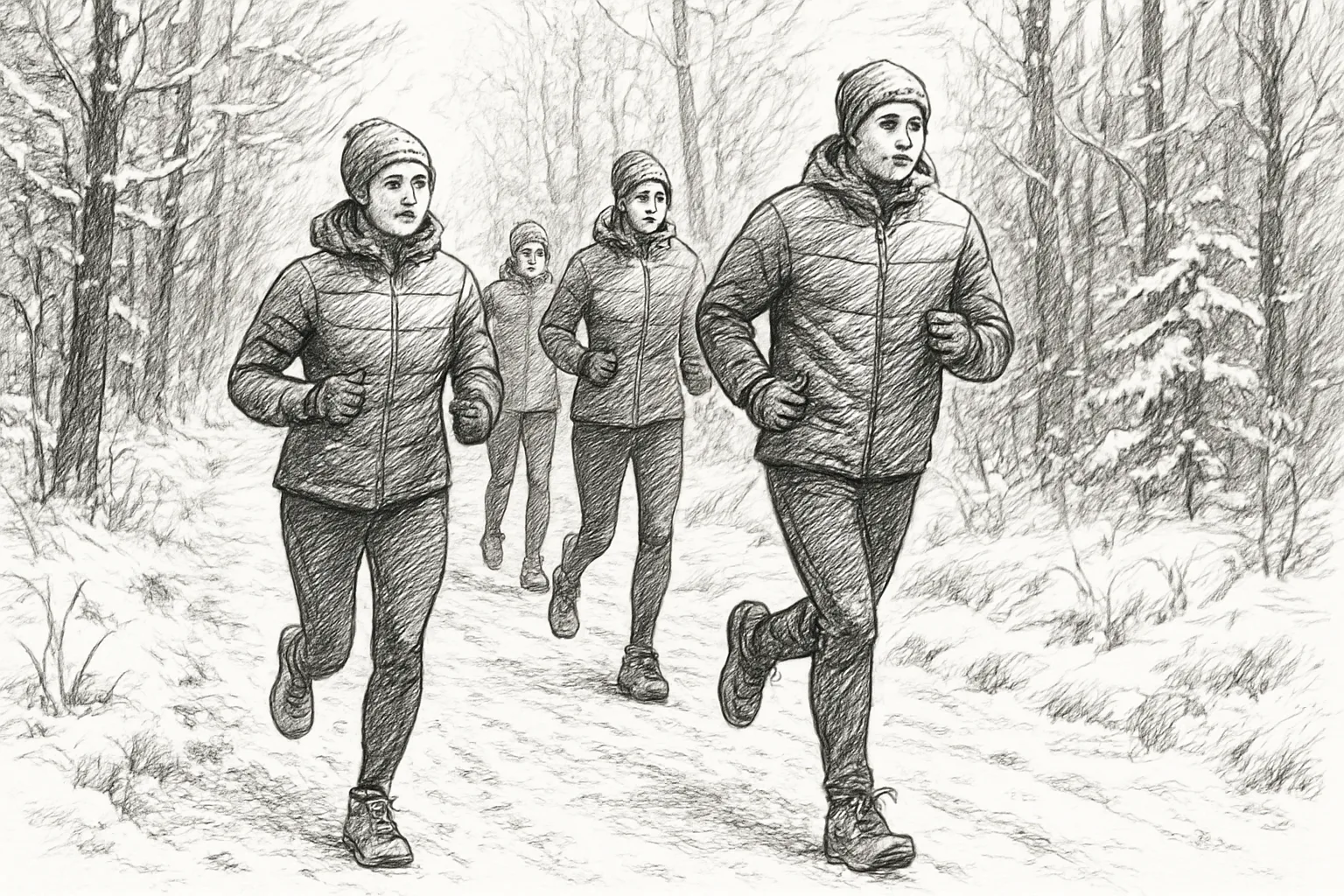 Person jogging outdoors in winter gear, staying healthy and active