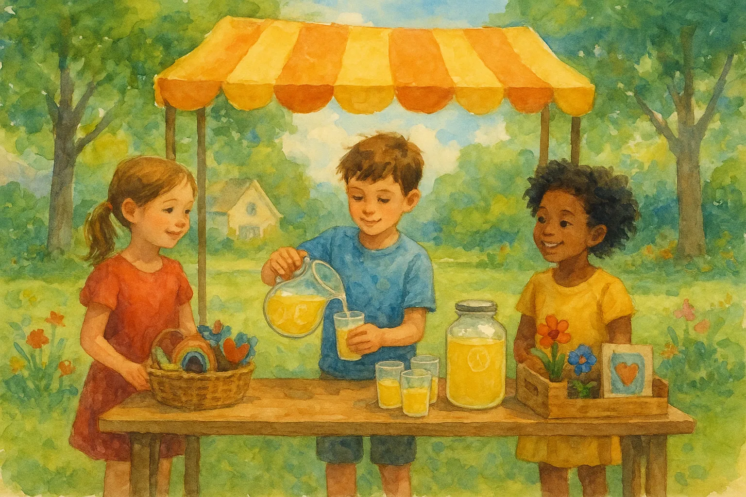 Kids exploring easy and safe business ideas at home.