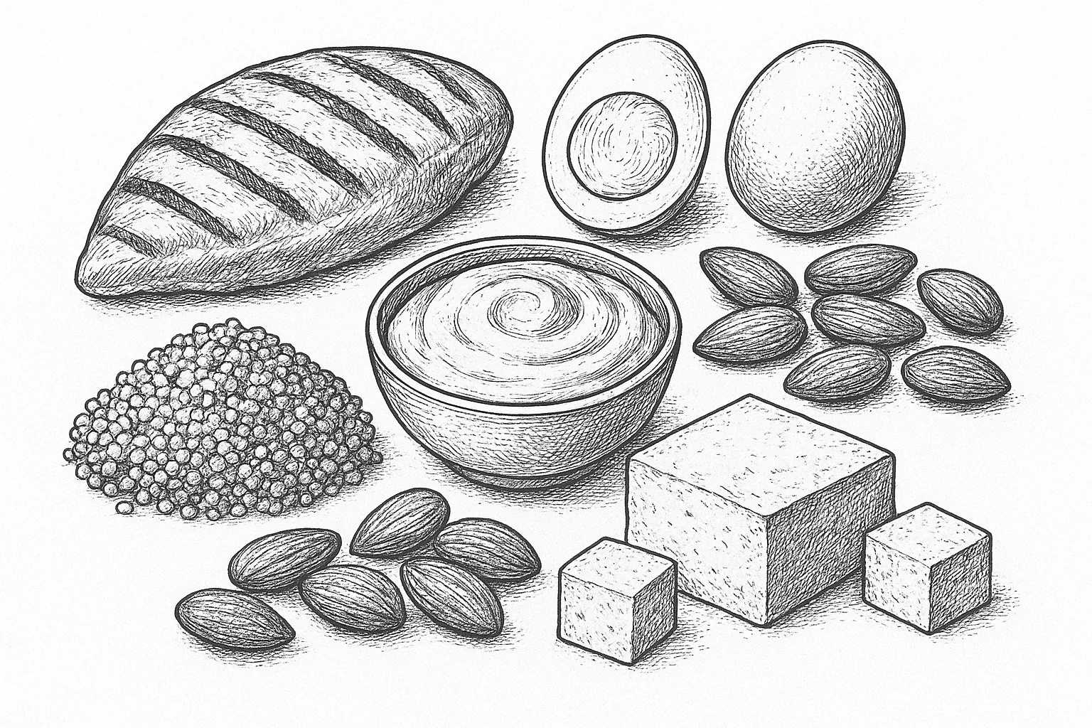 Assorted protein-rich foods for muscle building