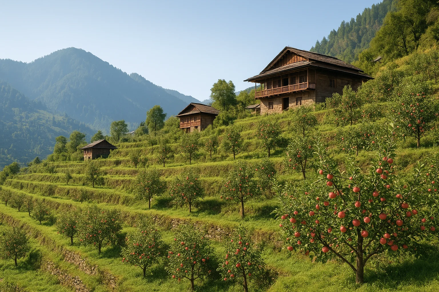 Modern farming practices in Hamirpur fields, Himachal Pradesh.