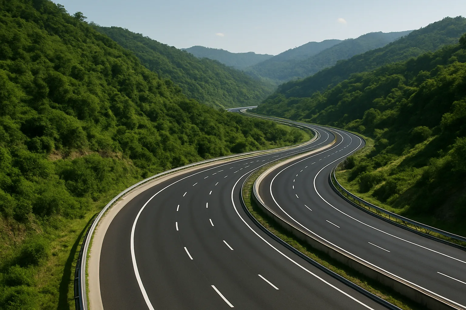 Highways weaving through hilly terrain in Hamirpur district.