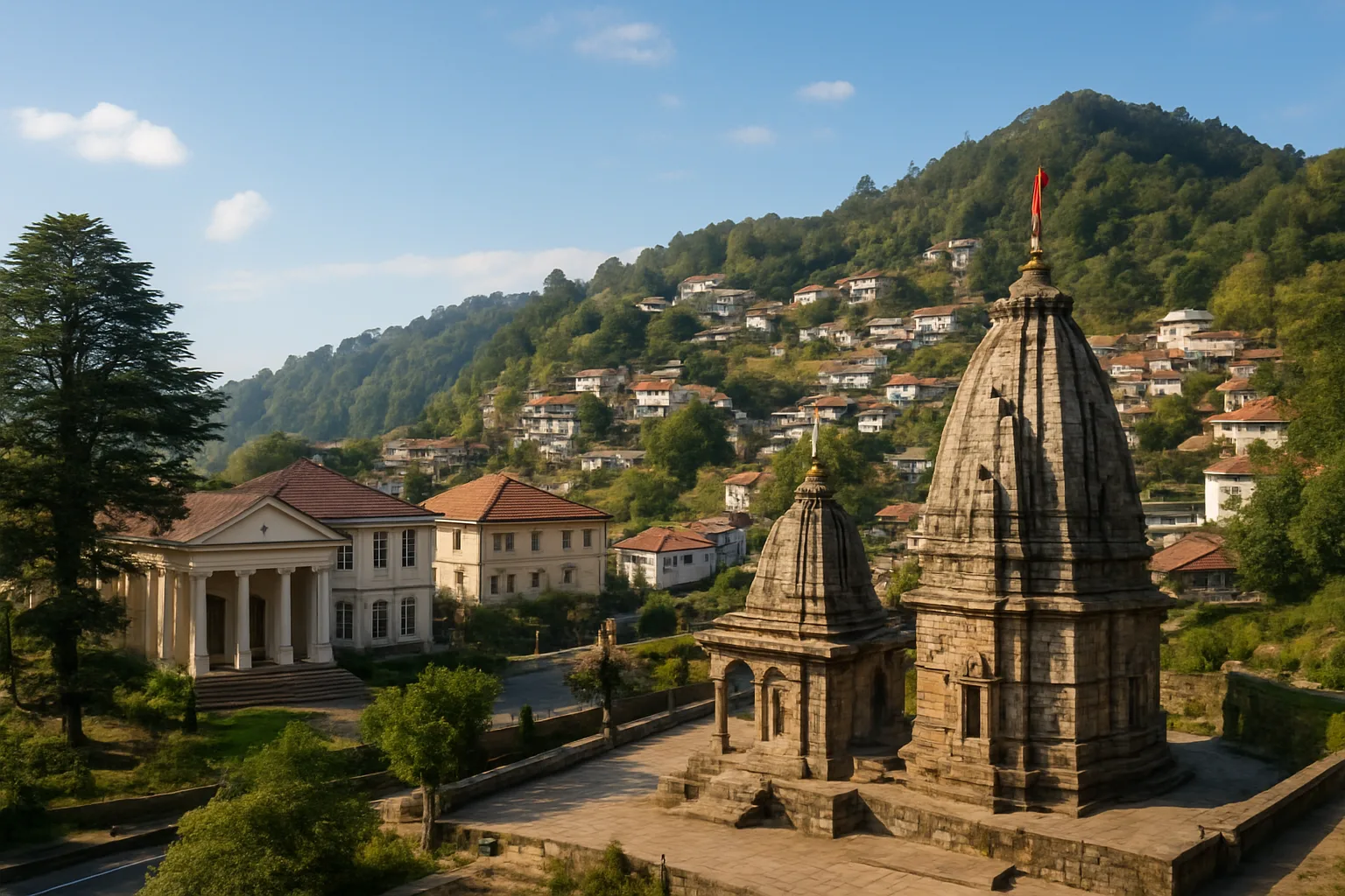 Scenic hill views and cultural landmarks in Solan, Himachal Pradesh.