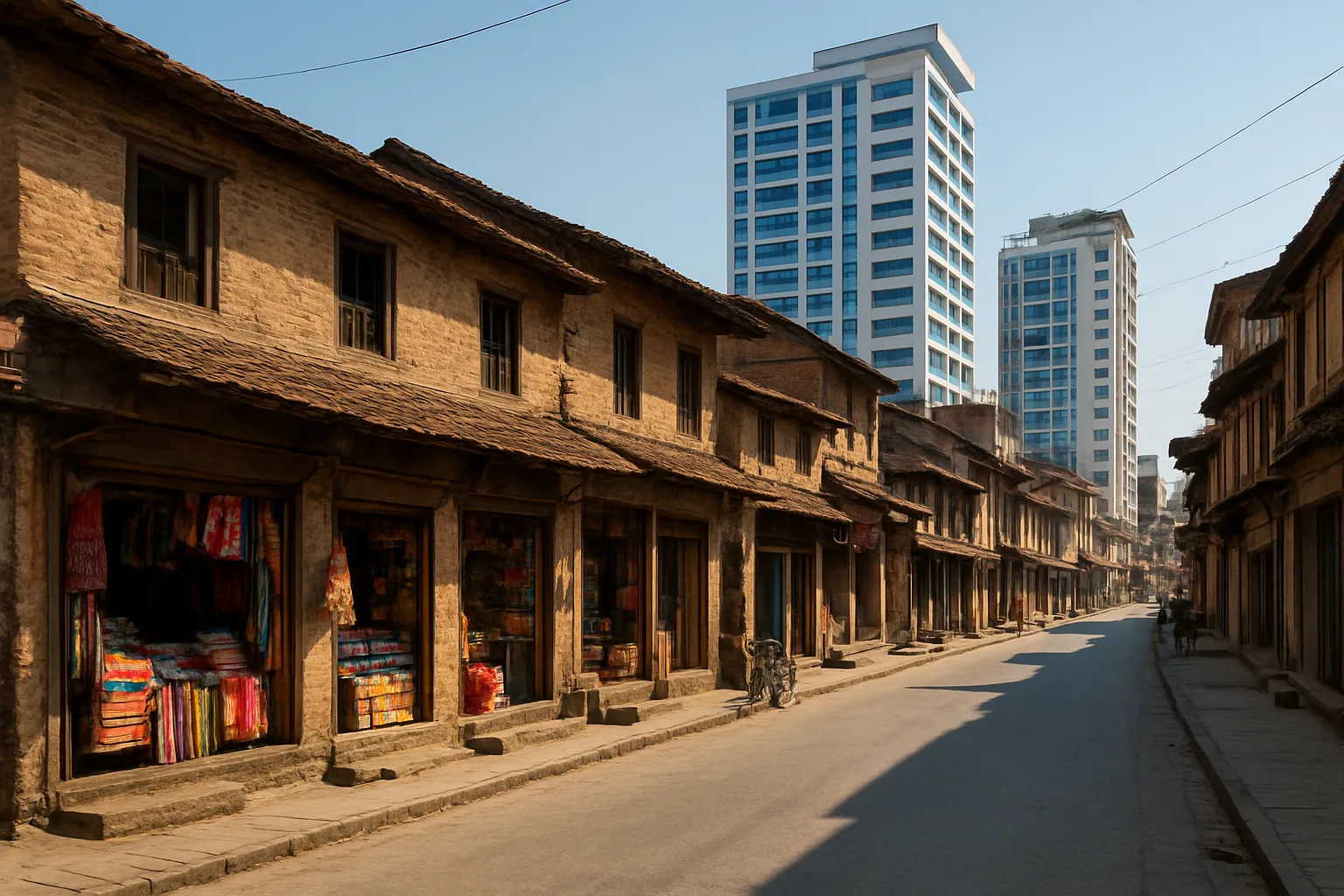 Contrasting old and modern areas of Hamirpur town, Himachal Pradesh.