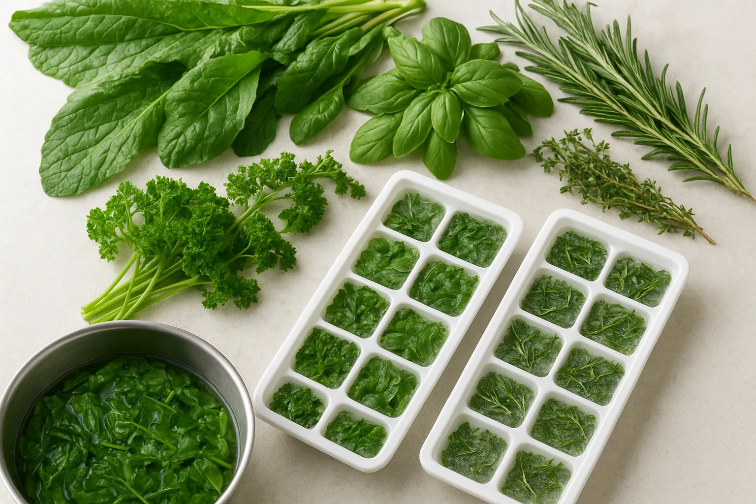 Freezing Herbs and Leafy Greens for Winter Use